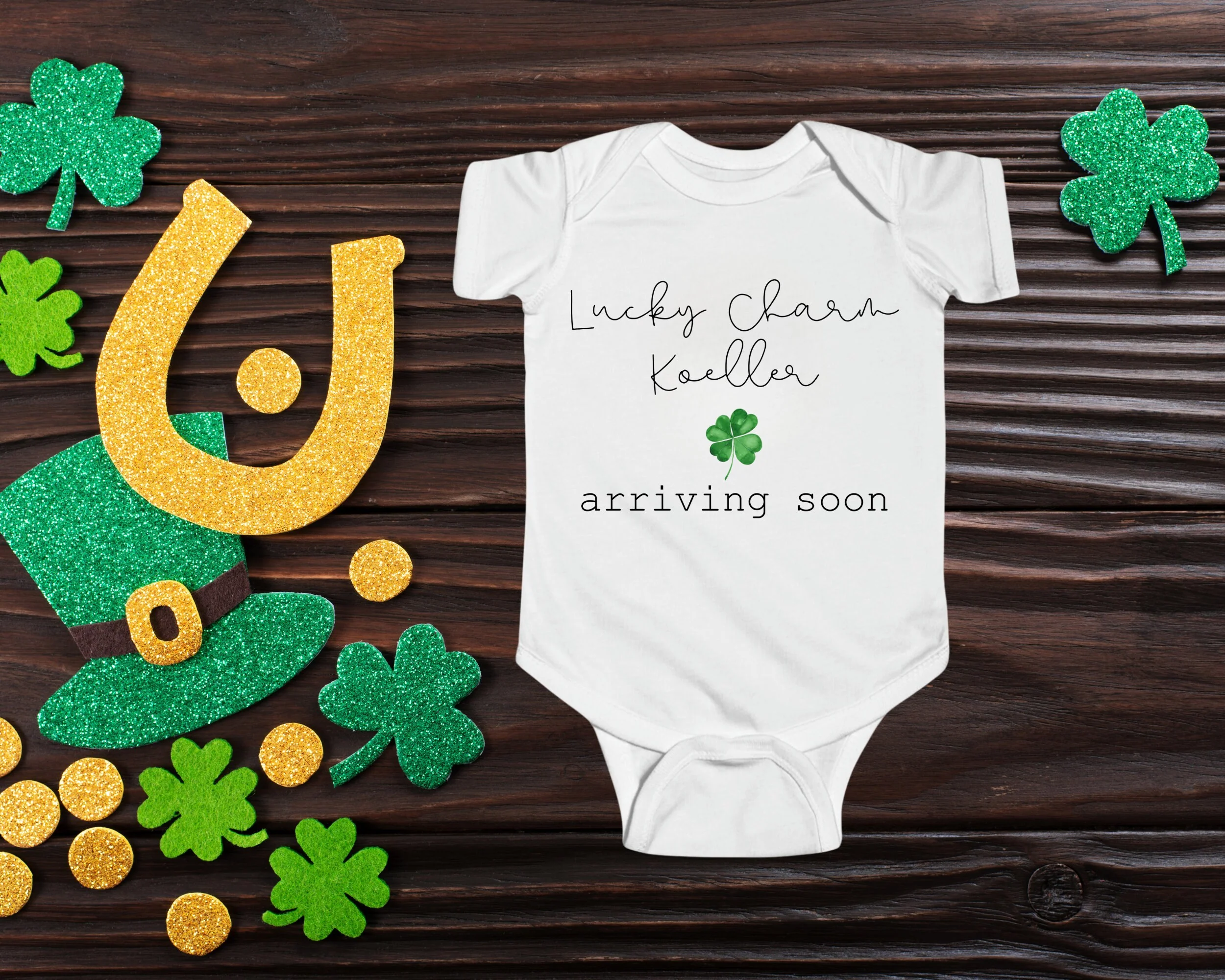 Personalized St Patricks Day Pregnancy Announcement Baby Onesies?- Little Lucky Charm Coming Soon Irish Baby Pregnancy Announcement