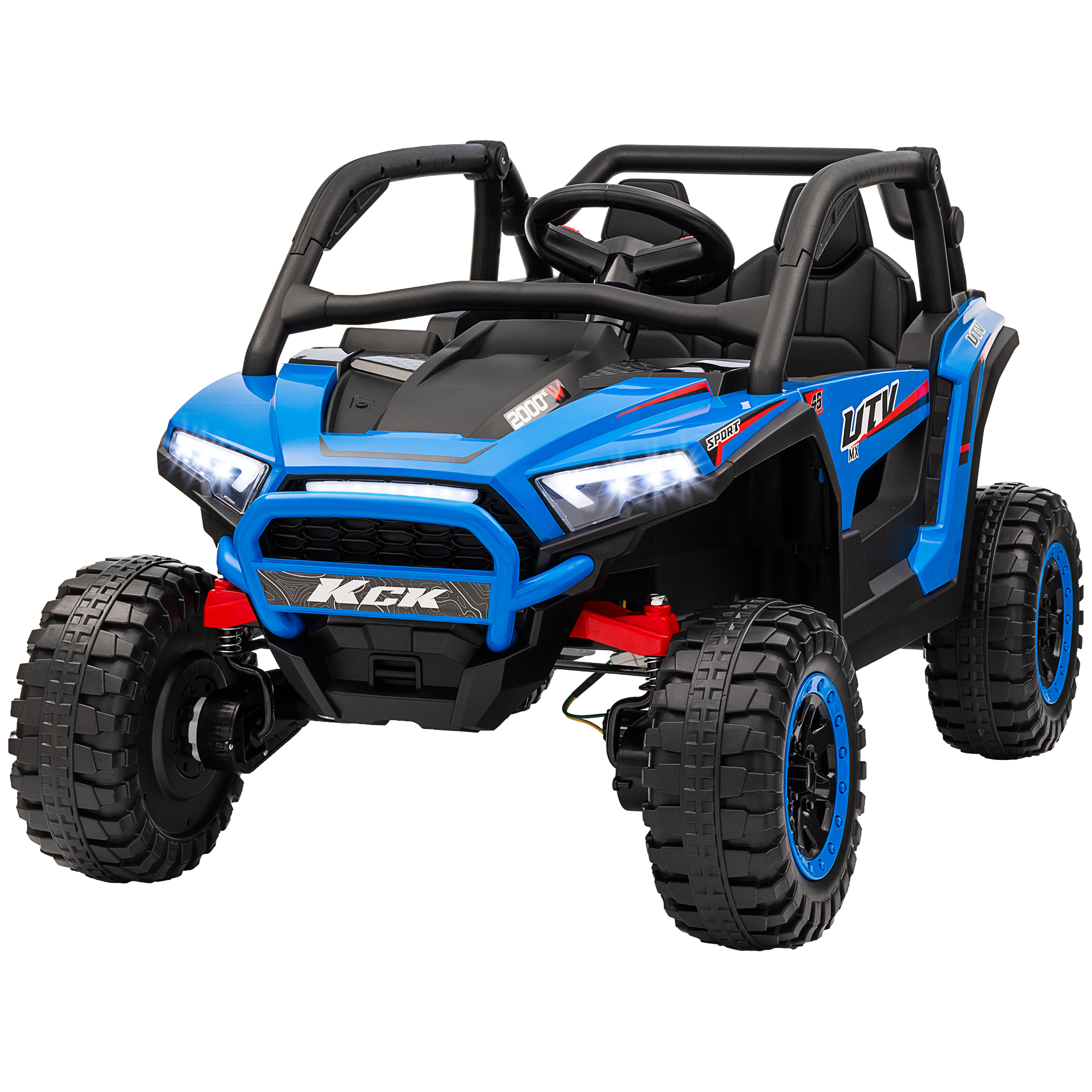 AIYAPLAY Kinderauto Elektrische SUV, 5-7 km/u, 2-Zitter, Afstandsbediening, Muziek, Licht, 1u Rijtijd, Blauw
