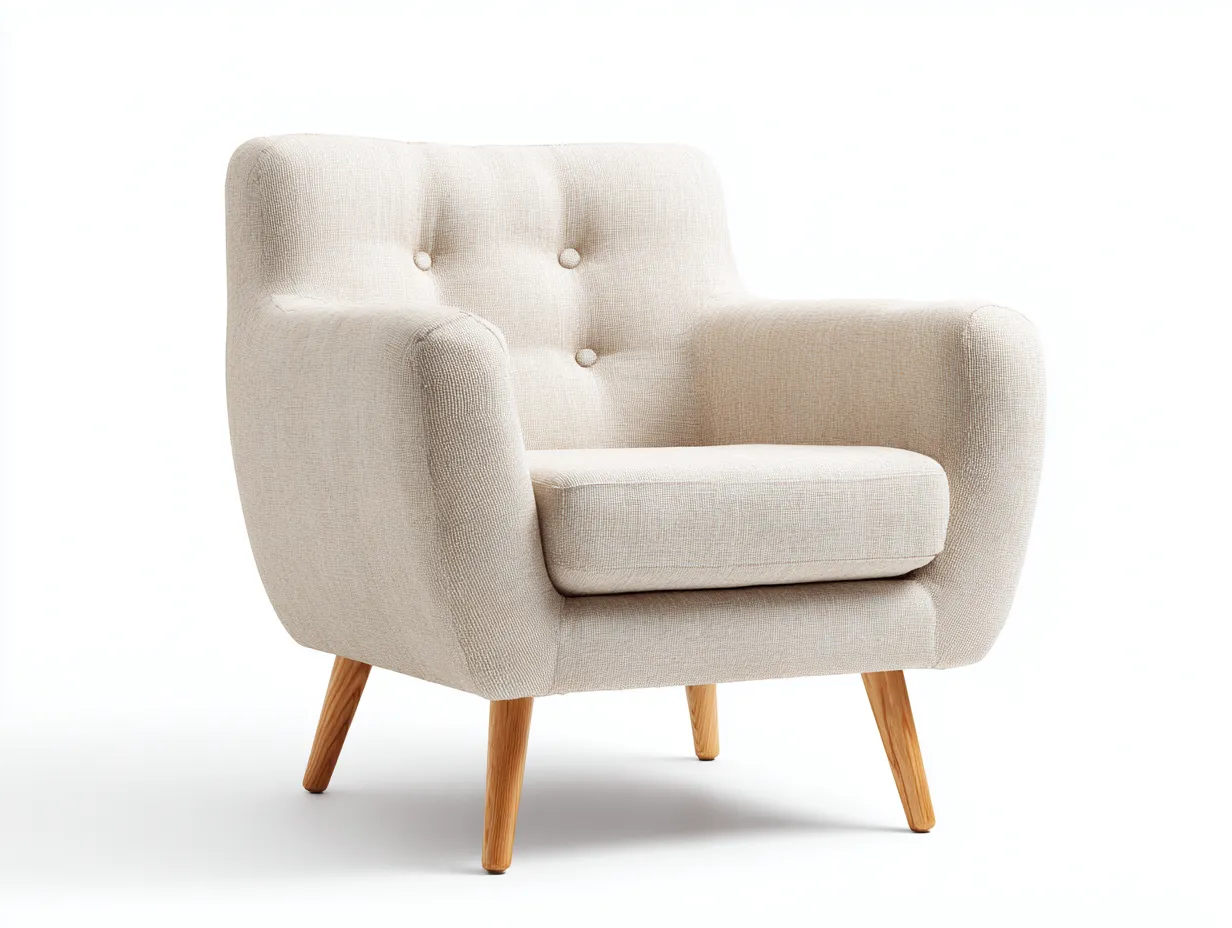 Stoffsessel-Leinen-Holz-75x80x85 cm-Hellbeige-Modernes Design