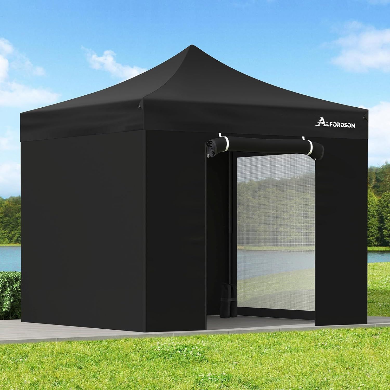 ALFORDSON 3x3m Adjustable Gazebo with Carry Bag & Accessories, Black Steel Frame Outdoor Shelter