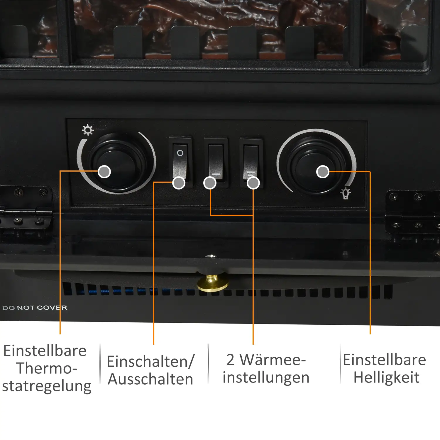 HOMCOM Elektrische haard Haardkachel Vlameffect Oververhittingsbeveiliging