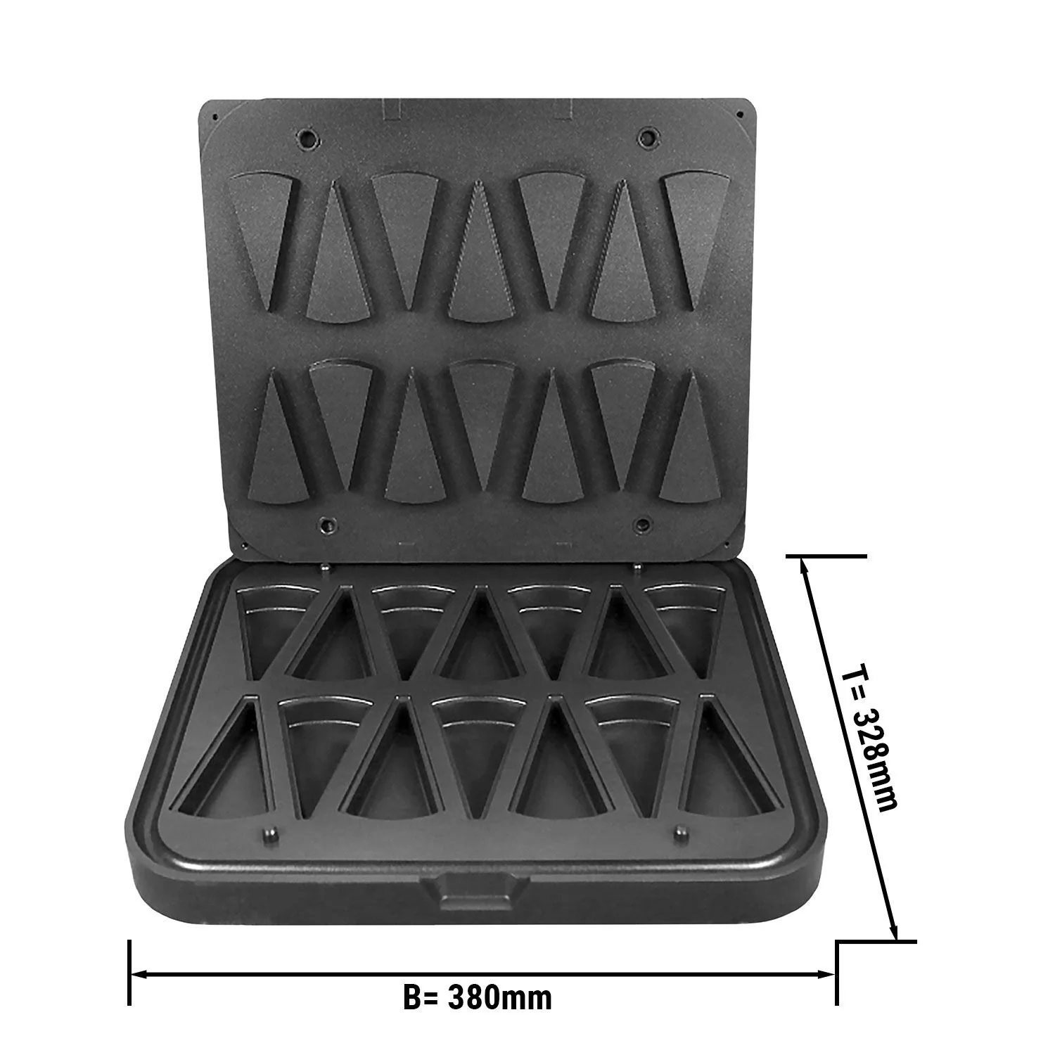 Plater til tartelettmaskin TMNP - tartelettform: kakestykke - 110x60 mm - for 14 tartelettter