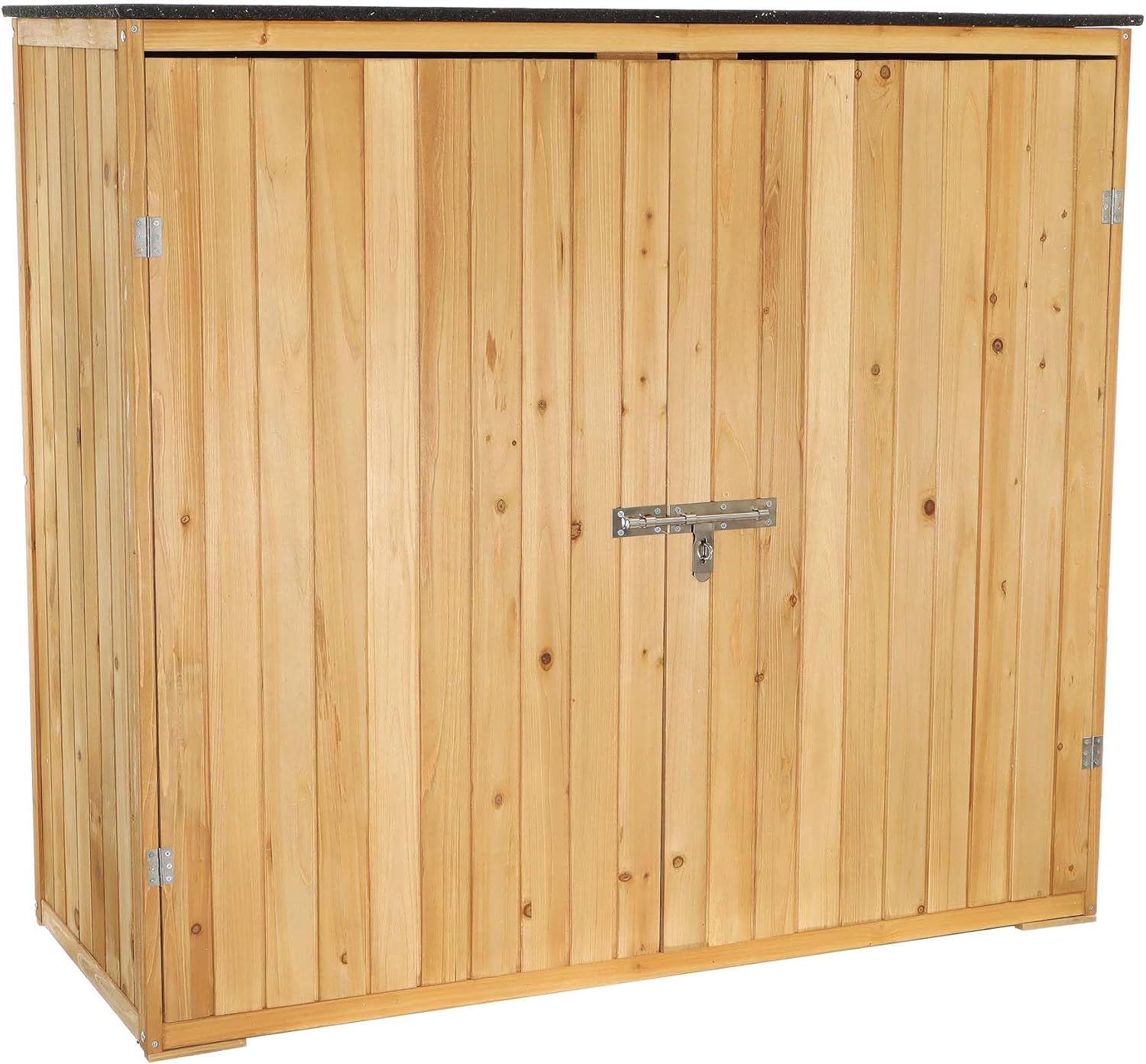 Wiltec Gartenhaus mit Doppeltür in Naturfarbe Holz 136 x 58 x 127 cm Gerätehaus für den Garten Geräteschuppen Gartenschrank Geräteschrank