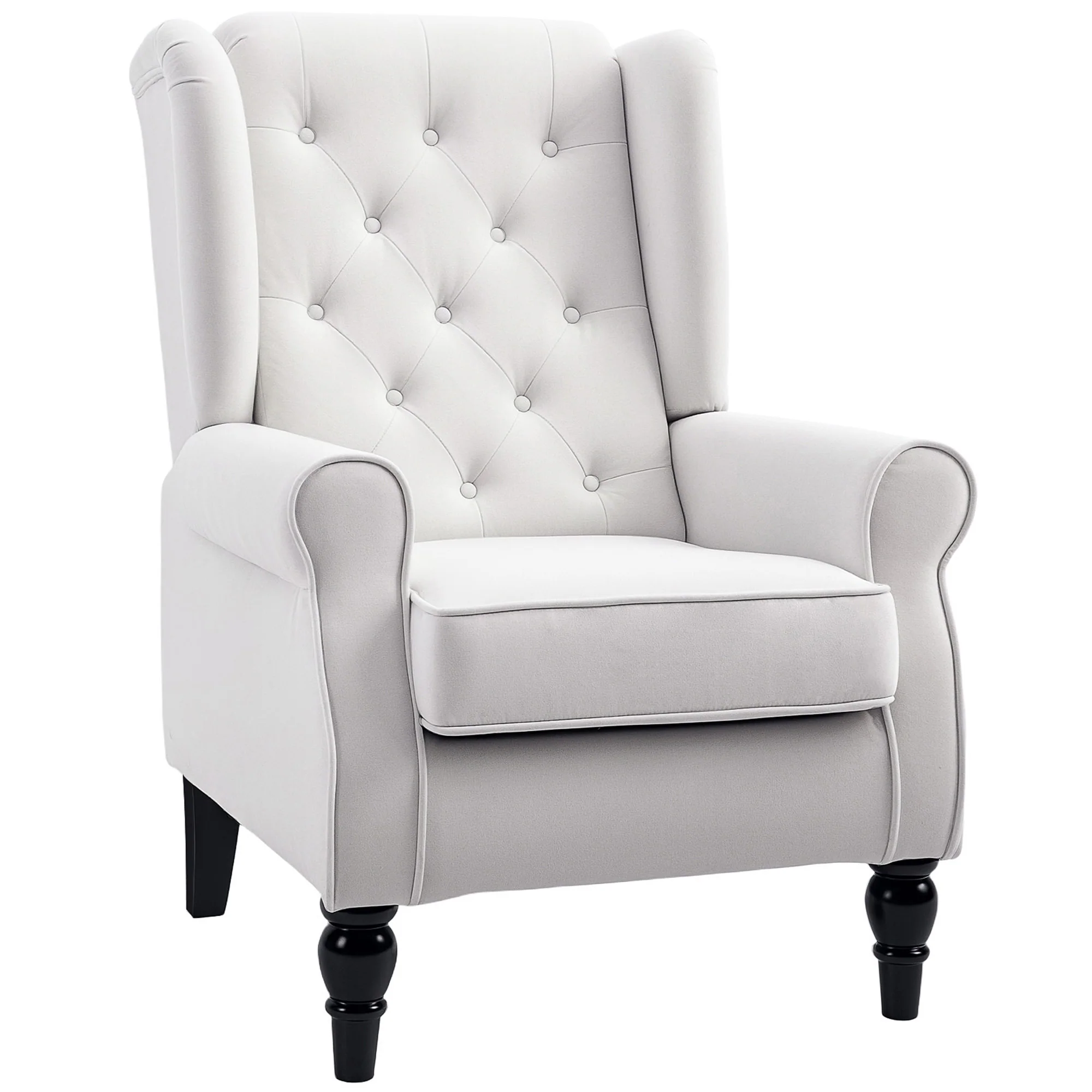 HOMCOM Elegante Oorfauteuil, Dik Gepolsterd, Afneembare Hoes, 74 x 86 x 102 cm, Crèmewit