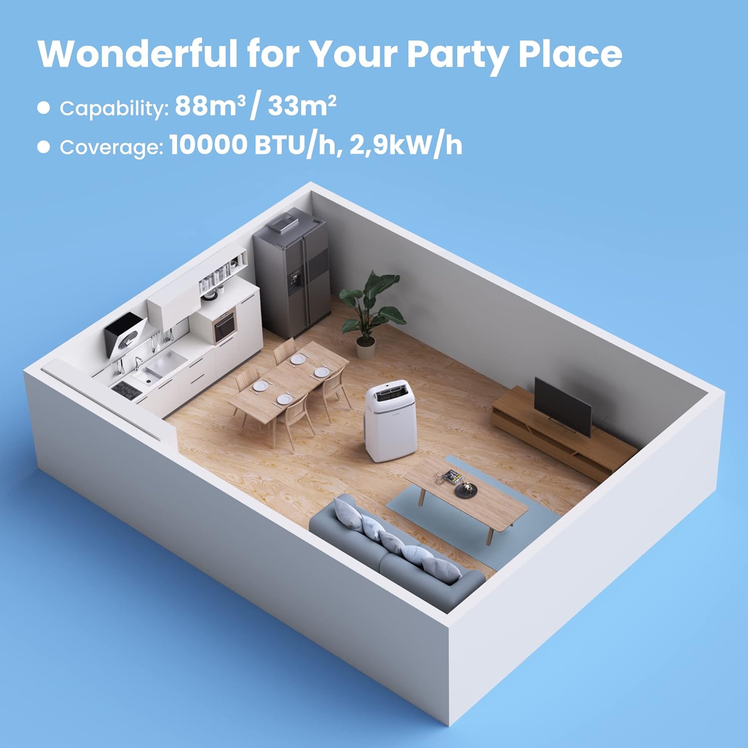 Comfee Mobiles Klimagert Easy Cool 2.0, 7000 BTU 2,0kW, Kühlen&Ventilieren&Entfeuchten, Raumgre bis 68m(25㎡), APP-Steuerung/Alexa/Google Home/IFTTT, Mobile Klimaanlage mit Abluftschlauch