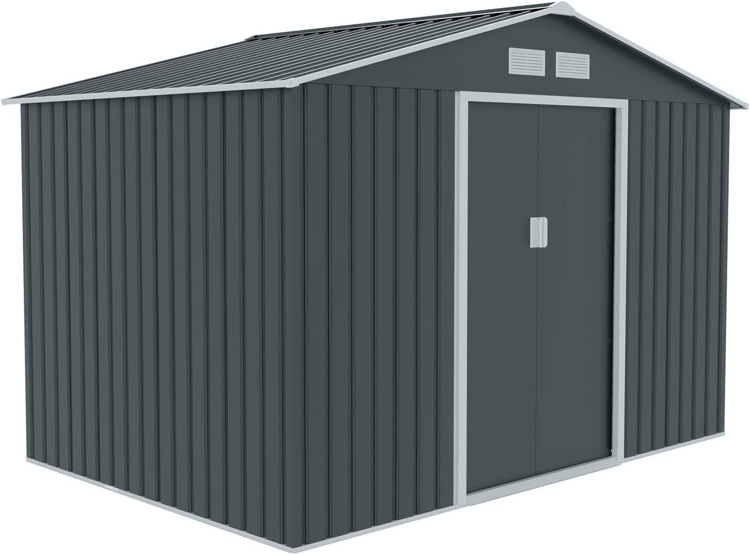 S200 XXL Metall Gerätehaus 277x191x192cm Geräteschuppen Garten Schuppen Gartenhaus Satteldach (Anthrazit)