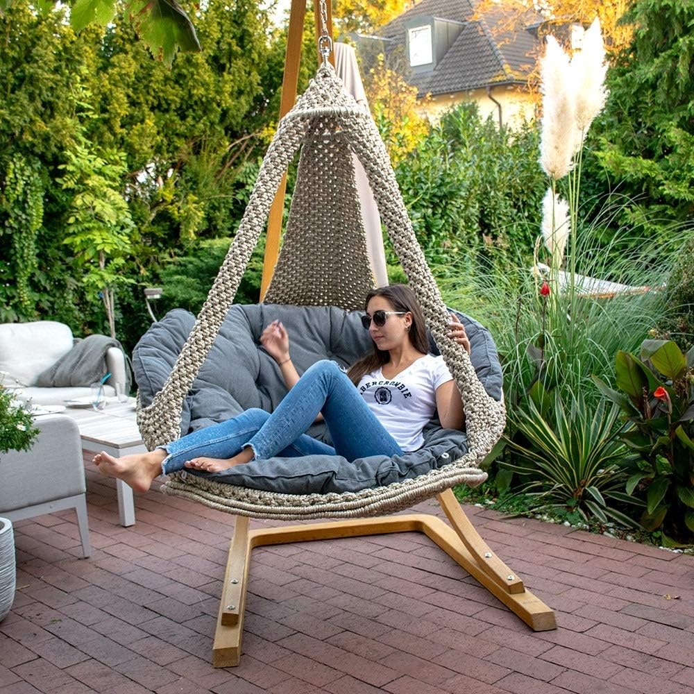 Lola Hängesofa Nido XL Champagne wetterfest mit Kissen Anthracite - Kollektion 2019