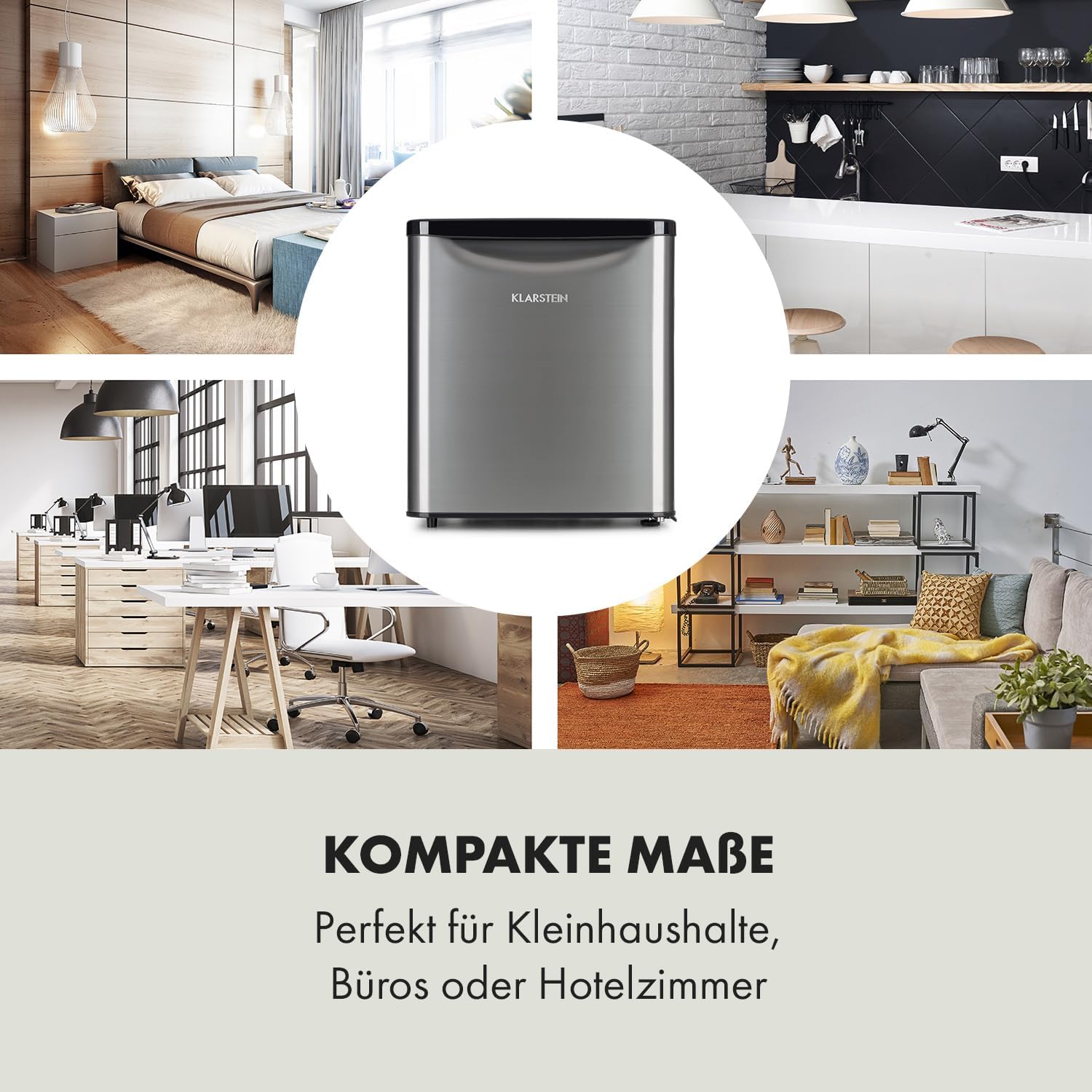 Klarstein Yummy - Kühlschrank, mit Gefrierfach, Kühlmittel: R600a, 41 dB, 1 x Gitterboden, inkl. Tropfschale, 47 L, Gefrierfach: 3 Liter, Kühlschrank: 44 L, schwarz/silber