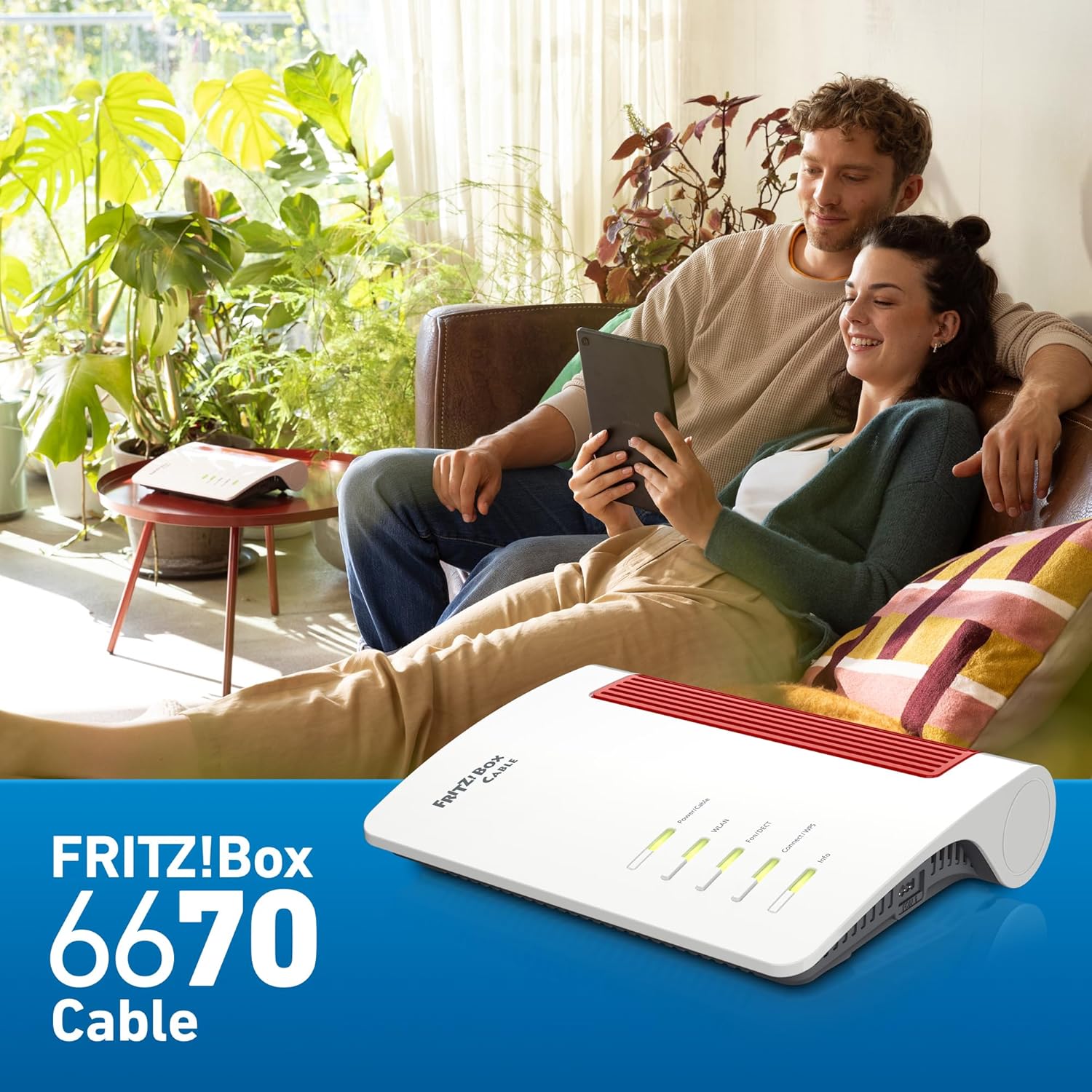 FRITZ!Box 6670 Cable | Router für einen Kabelanschluss (DOCSIS-3.1-Kabelmodem, 2x2 Wi-Fi 7 mit 2.880 MBit/s (5 GHz) und 688 MBit/s (2,4 GHz), Zigbee Integration 1 x 2,5 Gigabit-LAN-Port)
