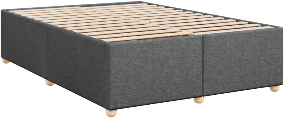 vidaXL Boxspringbett, Doppelbett mit LED Matratze Matratzenauflage, Bettgestell mit Lattenrost Kopfteil, Polsterbett Bett für Schlafzimmer, Dunkelgrau 140x200cm Stoff