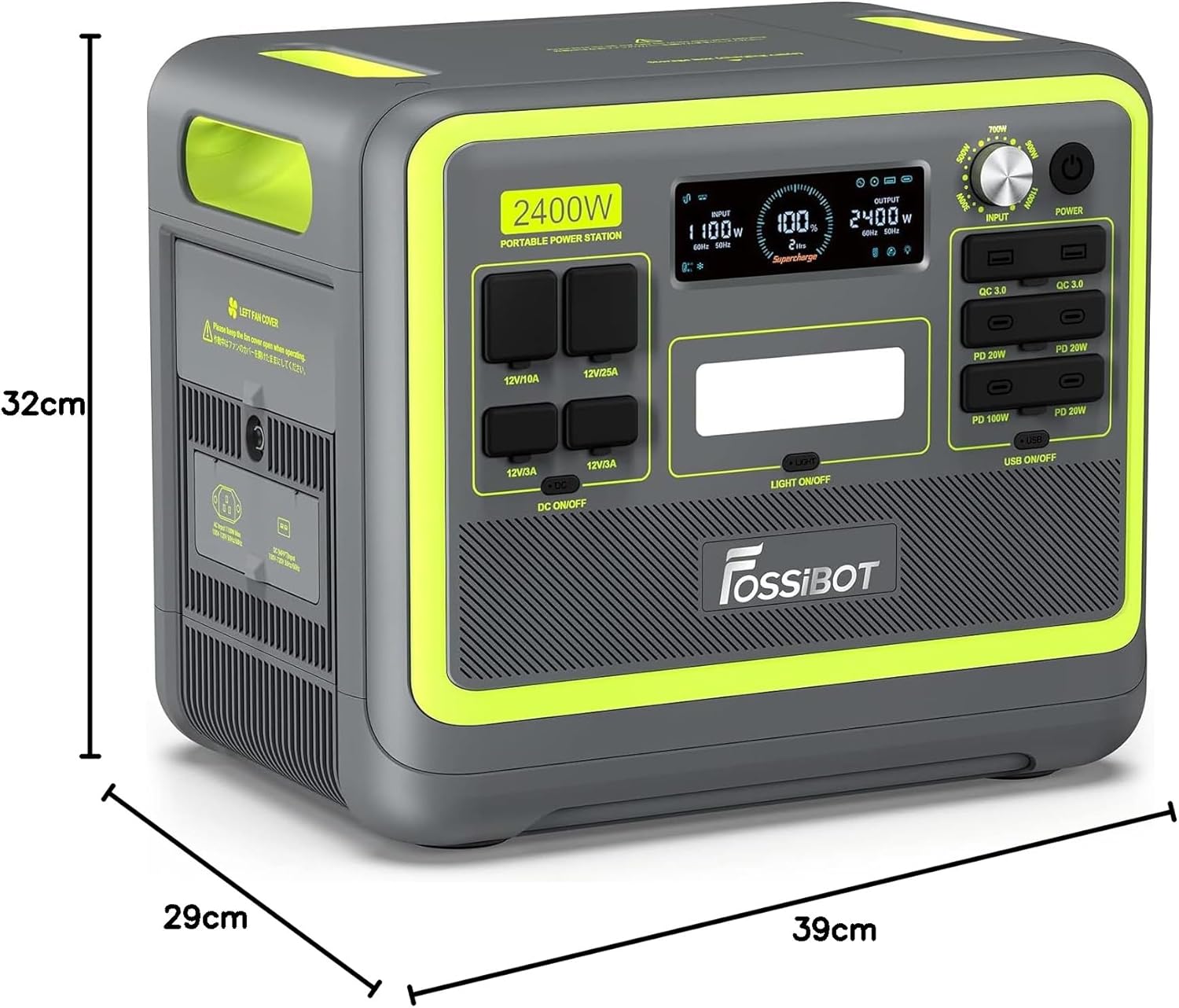 FOSSiBOT F2400 Generator solarny, 2048 Wh LiFePO4 akumulator zapasowy z wyjściami 24000 W AC (4600 W Peak)