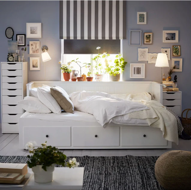 2025 IKEA HEMNES dagbed met 3 opberglades ?C Wit, 80 x 200 cm, ruimtebesparend en veelzijdig