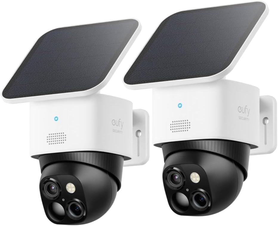 eufy Security SoloCam 2pack, Überwachungskamera aussen solar, 360°-Überwachung, Keine Toten Winkel, Überwachungskamera aussen mit 2,4-GHz-WLAN, Gebührenfreie Nutzung, HomeBase 3 kompatibel