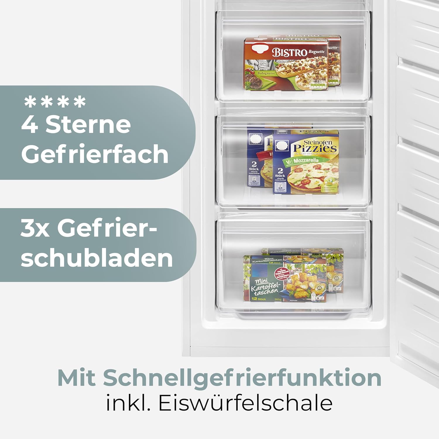 Clatronic® Gefrierschrank Nofrost | Energieklasse C | 143cm | Tiefkühlschrank | MultiAirflow | leise 39dB | bis zu -18°C | Türanschlag wechselbar | 161L Freezer | Gefrierschrank gross GS 200 weiß