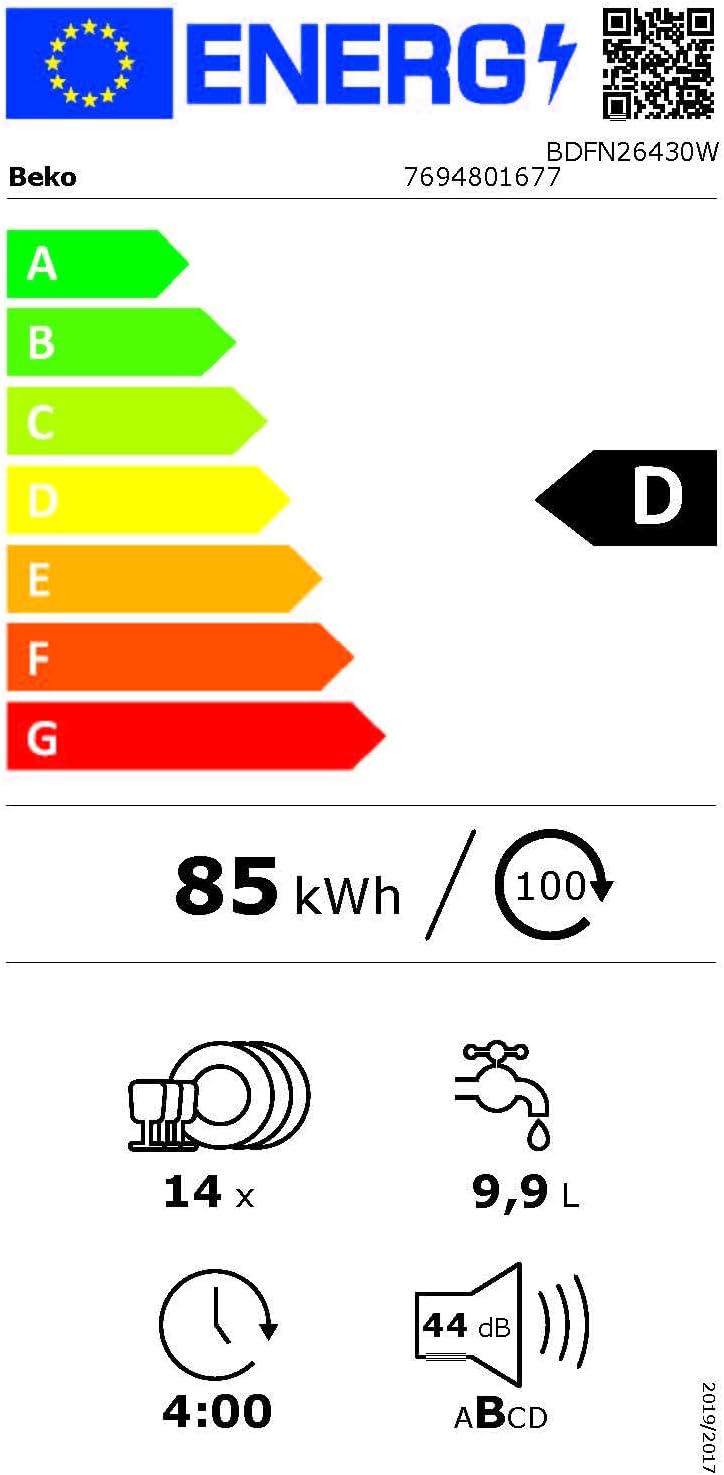 Beko BDFN26420W b300 freistehender Geschirrspüler, unterbaufhig, Platz für 14 Magedecke, Pro  Inverter Motor, TrayWash, HygieneIntense, 6 Programme, WaterSafe+, Wei
