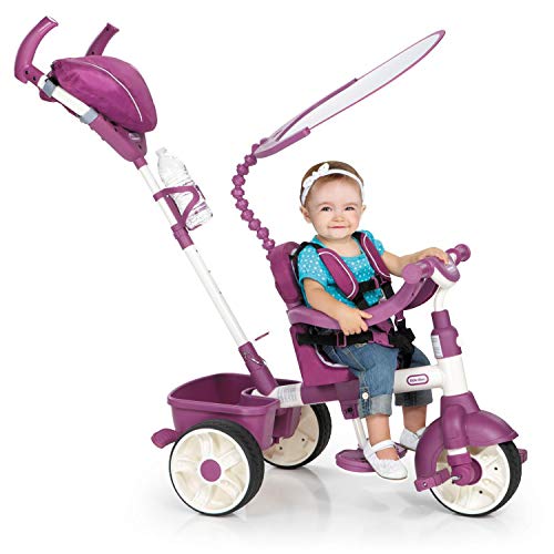 Little Tikes Triciclo 4 in 1 Edizione Sport. Quattro Fasi di Crescita. Con Manico, Manubrio e Sedile Regolabili con Cintura, Tettino di Protezione. Da Montare. Adatto dai 9 Mesi. Rosa e Bianco : Amazon.it: Giochi e giocattoli