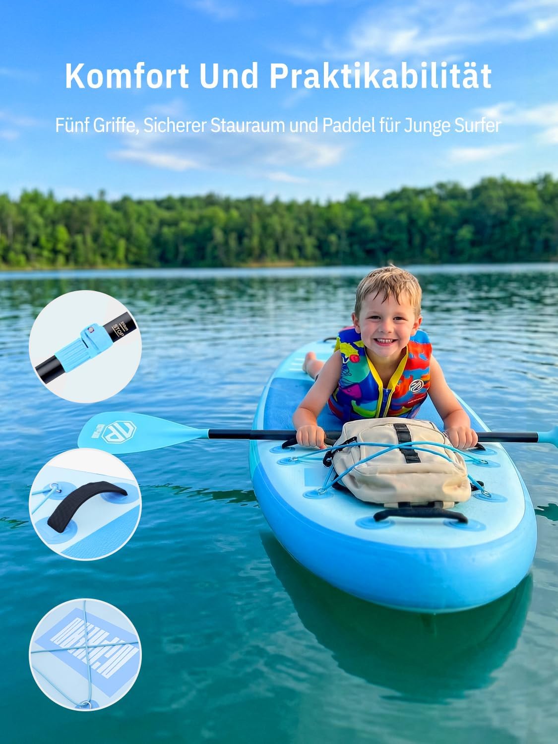 Niphean Stand up Paddling Board mit Sitz, (Ultraleichtes) SUP Board für Frauen, Standup Paddle Board mit +30% Balance StabilTrac-Finne, Anti-Rutsch Inflatable Paddle Board für Yoga&Haustierfreundlich