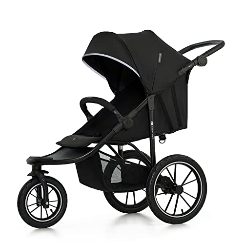 Kinderkraft HELSI Passeggino leggero 3 ruote, dalla nascita fino 27 kg, con Maniglione del genitore regolabile, Posizione sdraietta, Grande ruote gonfiabili, Cestello portaoggetti, Nero : Prima infanzia
