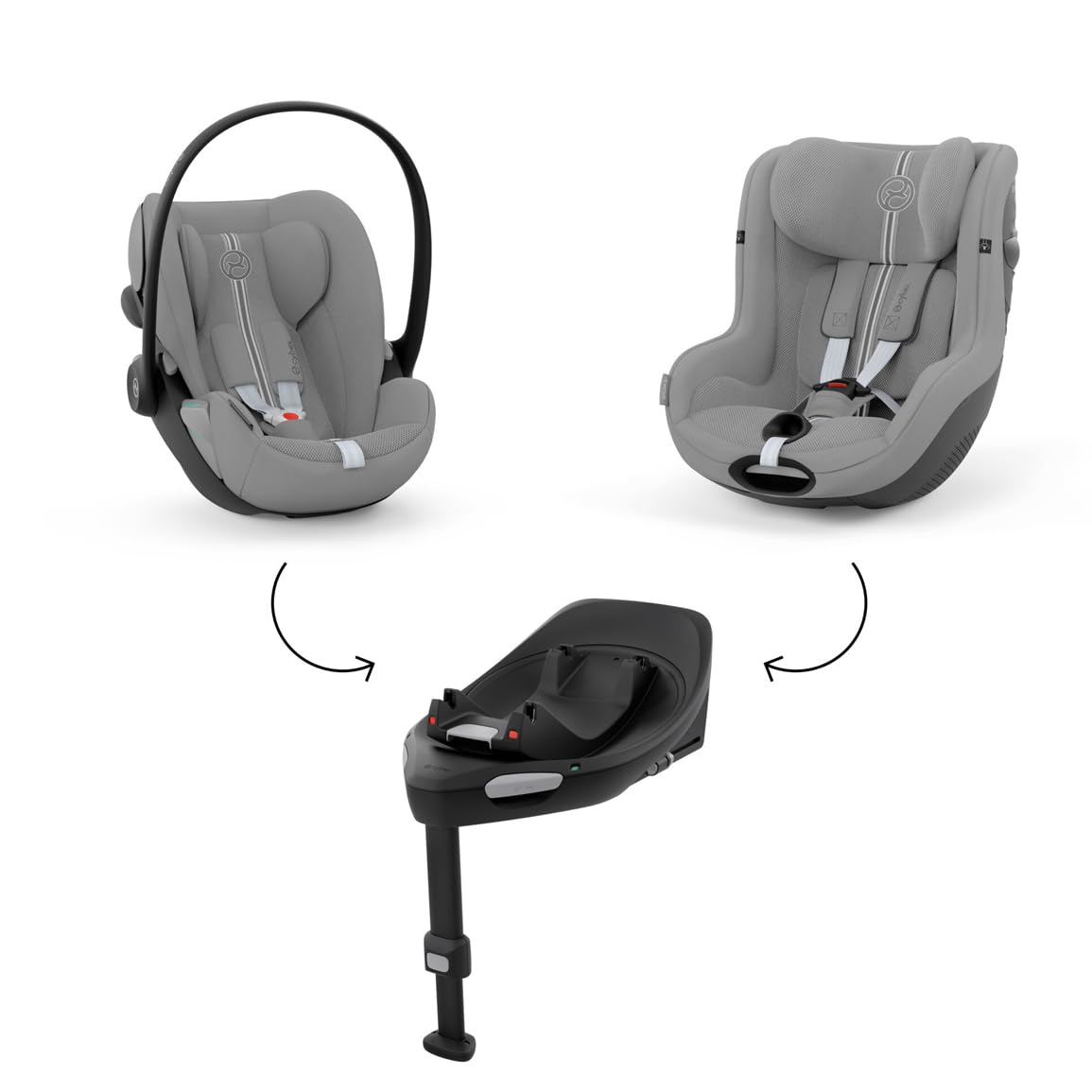 CYBEX Gold Babyschale Cloud G i-Size Comfort, Inkl. Neugeboreneneinlage, Ab Geburt bis ca. 24 Monate, Für Kinder ab 40 cm bis 87 cm, Max. 13 kg, Moon Black