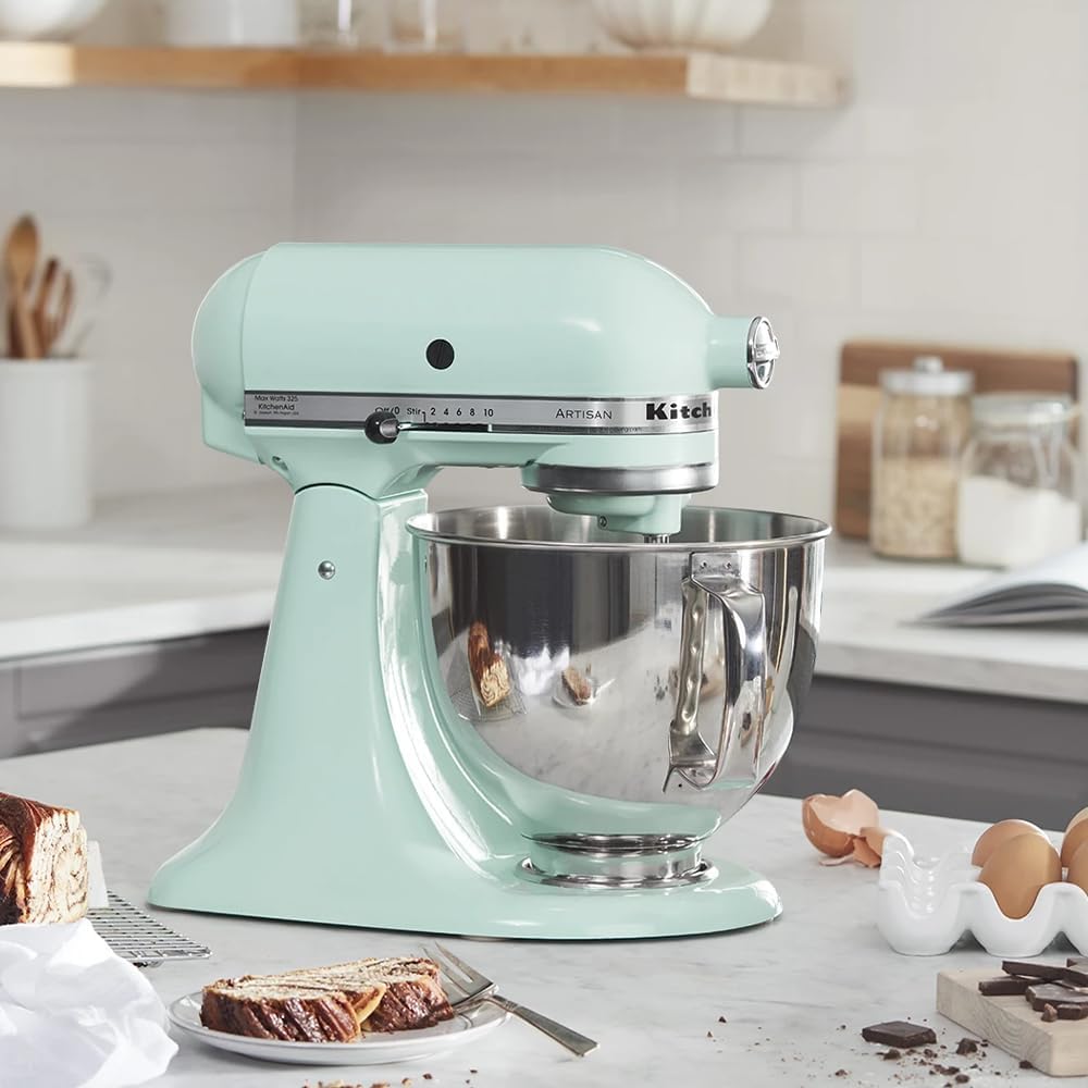 KitchenAid Küchenmaschine I Artisan I Kippbarem Food Processor I Teigknetmaschine mit 5 Zubehör | 2 Schüsseln aus Edelstahl | 4.8 L | Schwarz