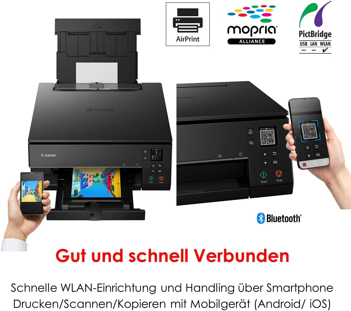 Canon PIXMA TS6350a printer, kleureninkjet multifunctioneel apparaat DIN A4 (fotoprinter, scanner, kopieerapparaat, OLED, 4.800x1.200 dpi, USB, WLAN, 5 afzonderlijke inkten, dubbelzijdig afdrukken, 2 papierladen), zwart