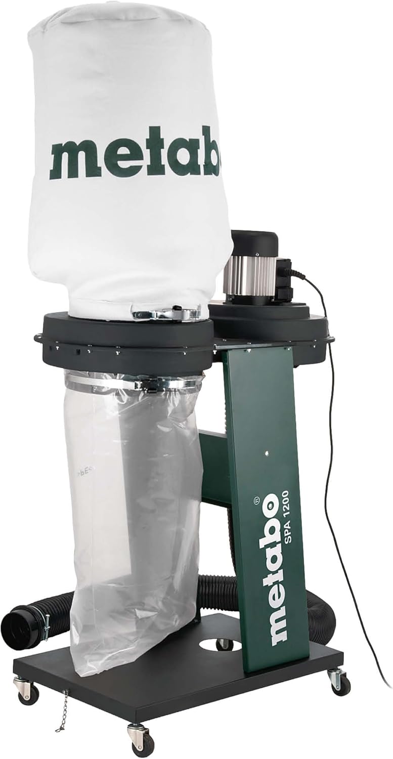 metabo Späneabsauganlage SPA 1200-550 W, 65 L Spänesack, 100 mm Schlauchanschluss - Staubklasse L, Kippsicher, Integrierte Erdung, Mobil auf Rollen - Ideal für Holzbearbeitungsmaschinen