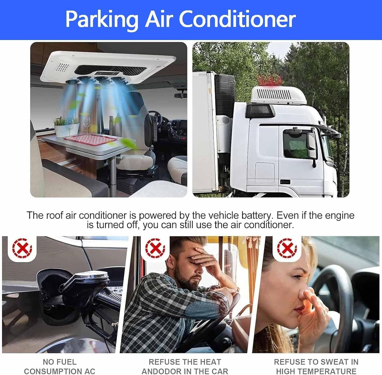 12V/24V Rv Rooftop Klimaanlage,Elektrisches Parken Klimaanlage,Schnelle Kühlung Passend Für Parkklimaanlage,Bus,Boot,Wohnmobil,Van,LKW,Wohnmobile,Anhänger,Traktoren,White-12V