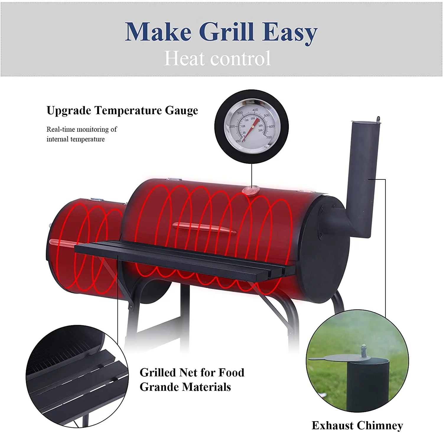 2025 Vebreda houtskoolgrill voor buiten �C Grill, smoker en vleesroker voor terras en tuin