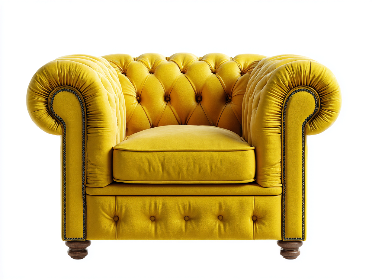 Sessel Samt Gelb 95x90x78 cm - Chesterfield Polstersessel geeignet für Wohnzimmer klassisches Design