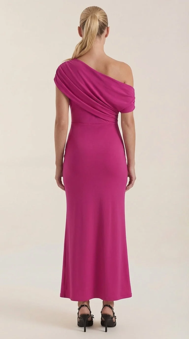 One-Shoulder-Maxikleid