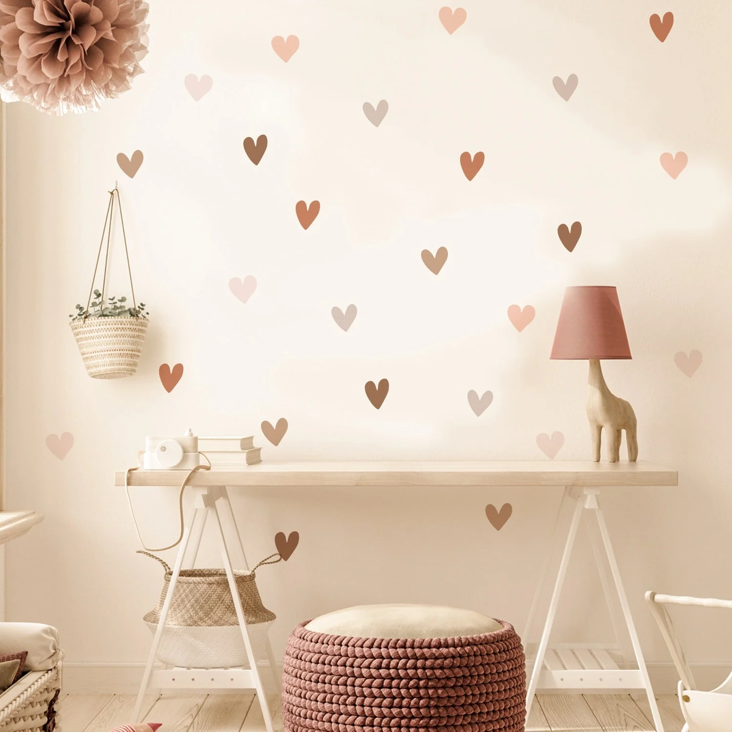 Boho Hearts Wall Decals For Children's Room - Nursery Wall Art Decals