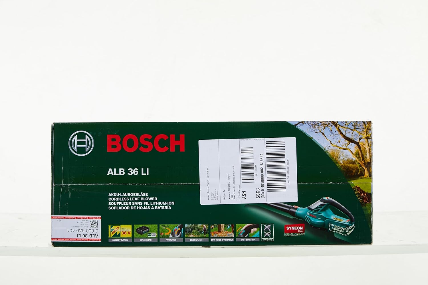 Bosch Home and Garden Akku Laubblser ALB 36 LI (ohne Akku, Karton, Luftgeschwindigkeit: 180 - 260 km/h, 36 Volt System)