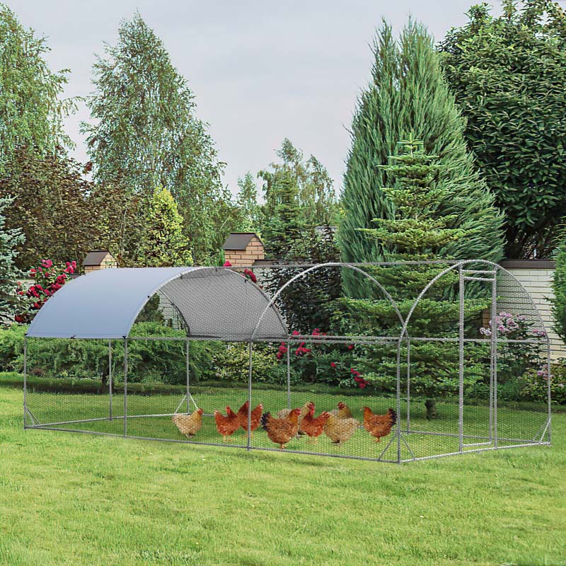 19 Ft Large Metal Chicken Coop Walk In Dome Poultry Cage Hen Run House Rabbits Habitat Cage With Cover - Waterproof Protective Cover