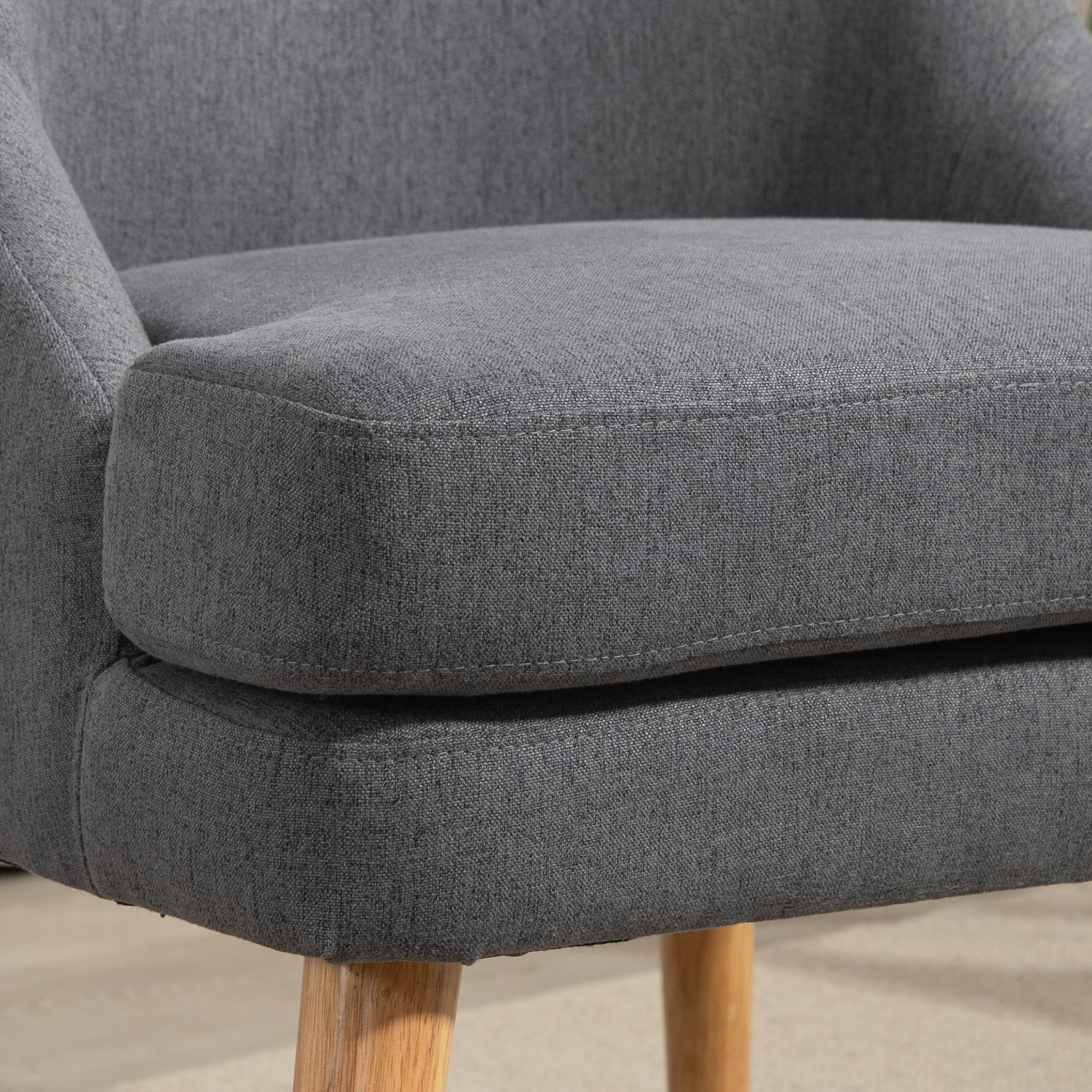 Accentstoel in Scandinavische stijl, fluweel, 25D-schuim, Hevea-houten poten, Beige, 63x69x79,5 cm