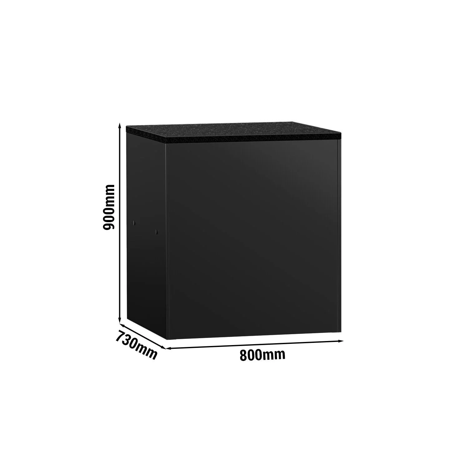 Kassaseksjon MADRID & 2 skuffer - 800x730 mm - svart front - topplate i marmor svart - matt