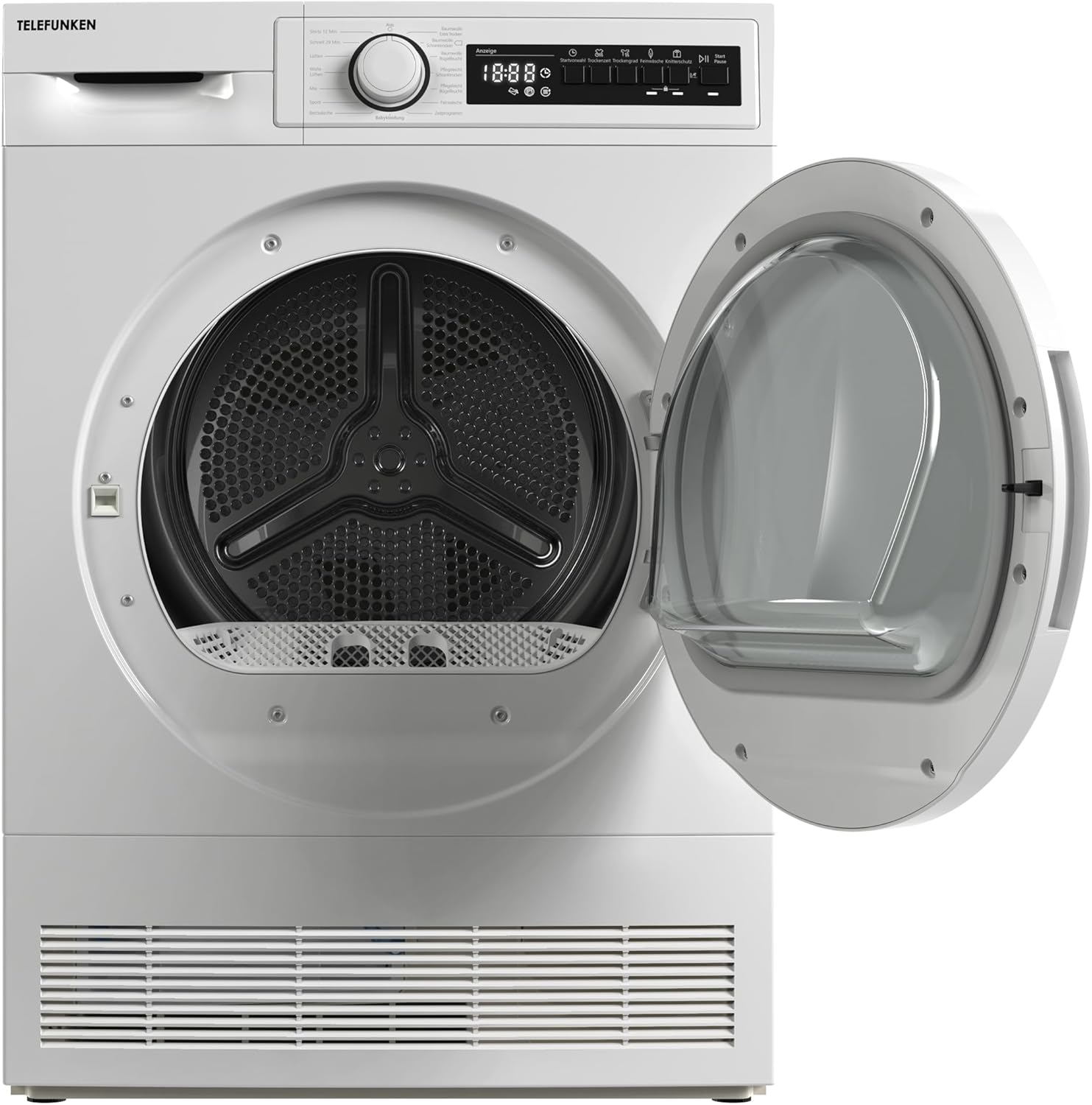 Telefunken T-11-400-W Kondenstrockner / 7kg Trockner mit 15 Programmen, Startzeitvorwahl, Knitterschutz  und  reversierenden Trommelbewegungen, weiß
