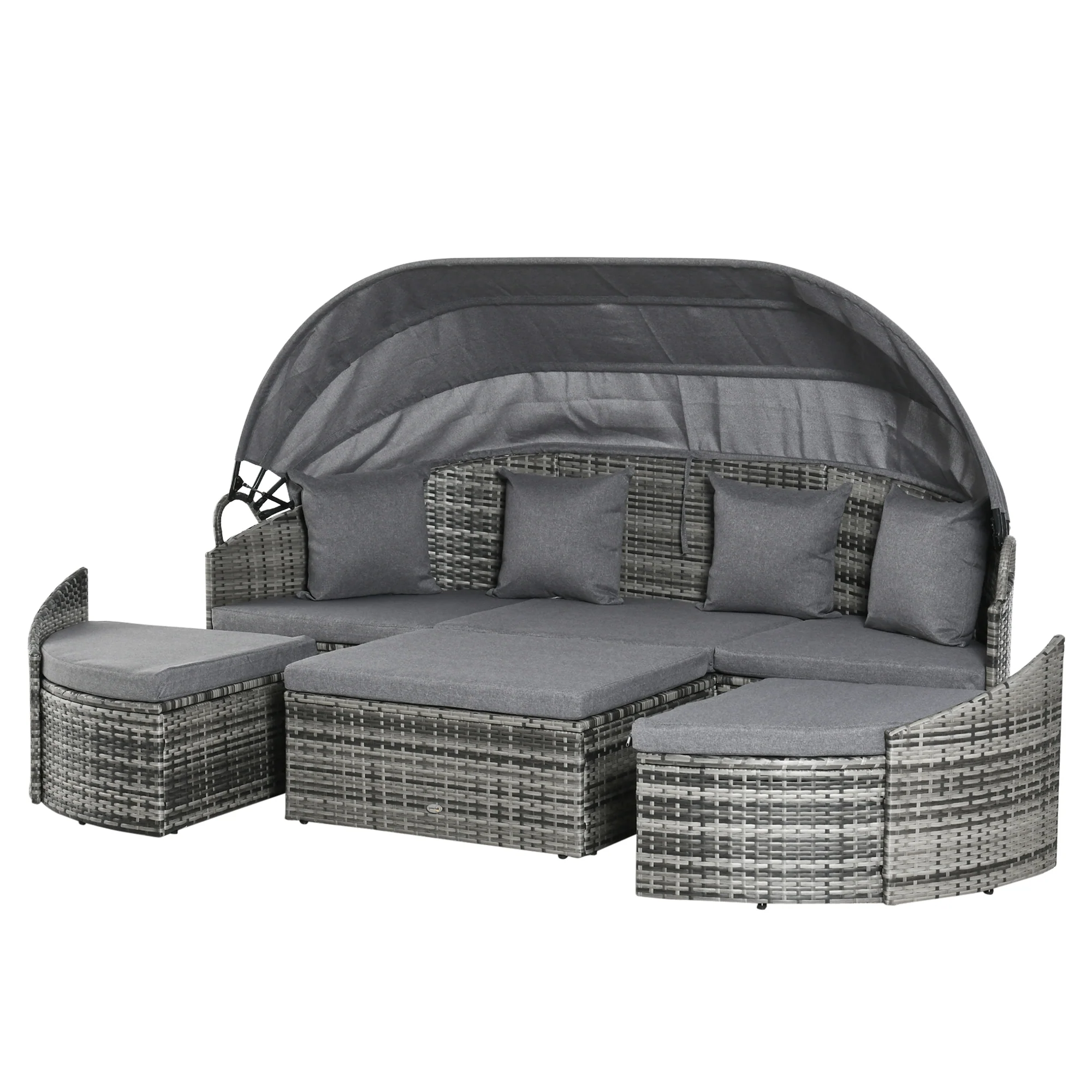 Outsunny rotan zonne-eiland 4-delig 230 cm x 145 cm x 80 cm
