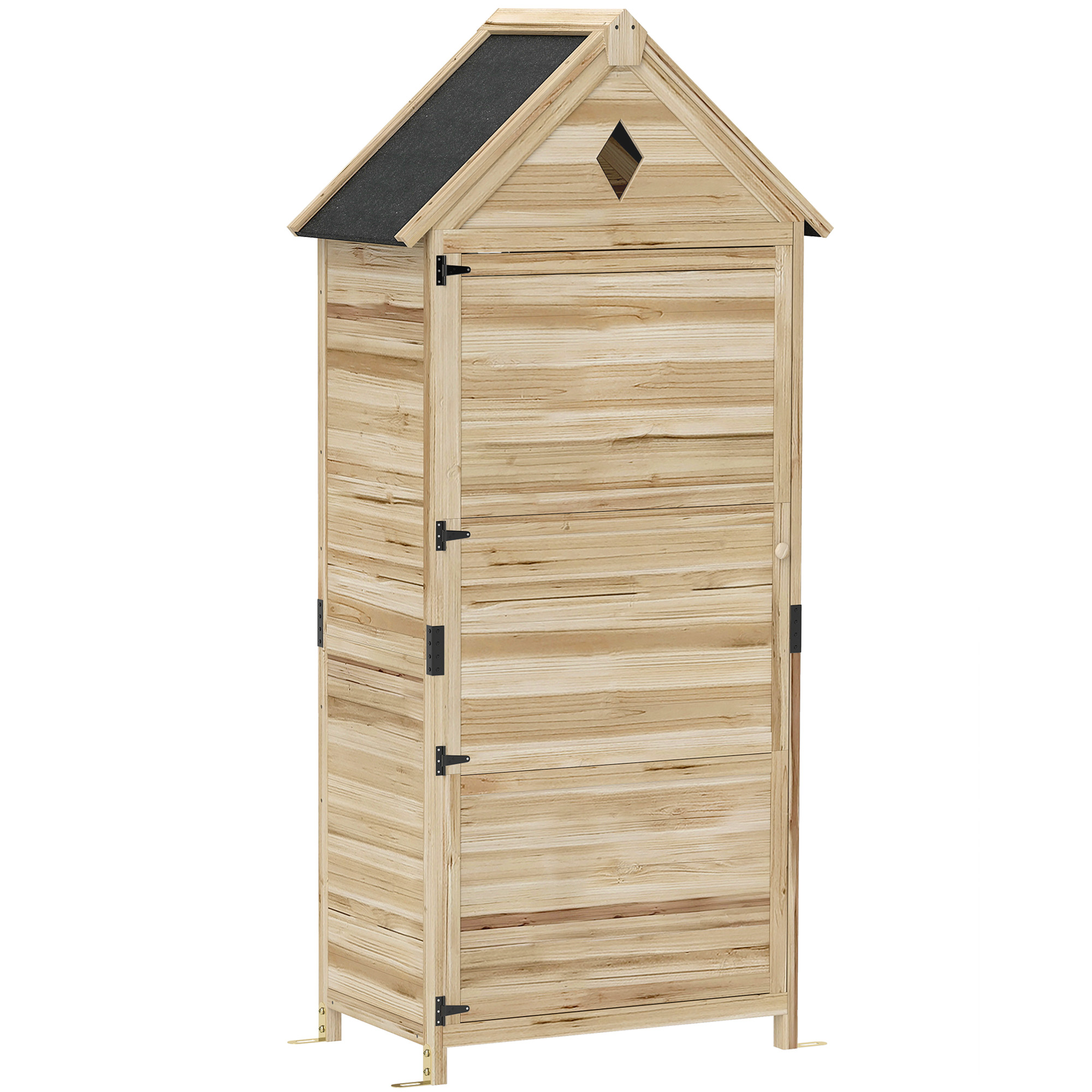 Tuinschuur met 4 Planken, Opslagschuur van Hout, Waterdicht Asfaltdak, 80 x 49 x 170 cm, Lichtbruin