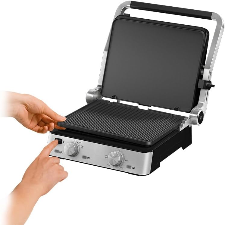 Braun MultiGrill 9 CG 9047 Kontaktgrill mit Grill-, Flach- und Waffelplatten, Grillpositionen: Kontakt, BBQ, Ofen, Spülmaschinenfeste Platten, Fettauffangschale, 230° Höchsttemperatur, Boost-Funktion