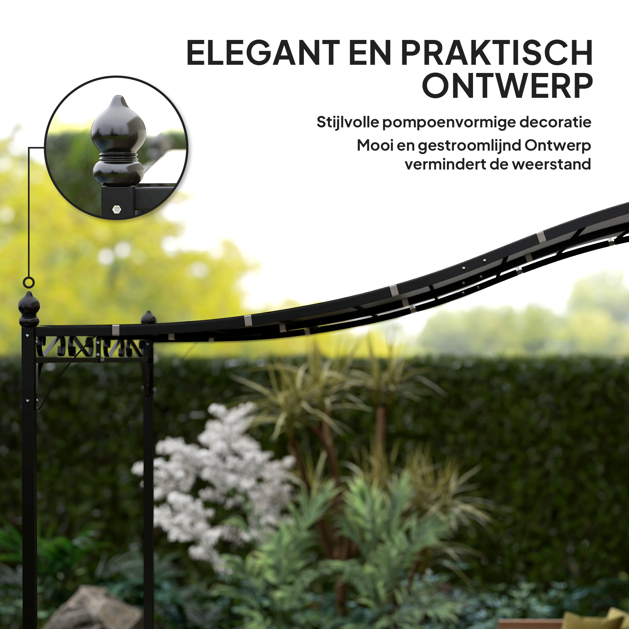 2,5 x 3 m Pergola, Wandgemonteerde Tuin Luifel, Waterbestendig, Metalen Frame, Afvoergaten, Schaduwdak, Donkergrijs