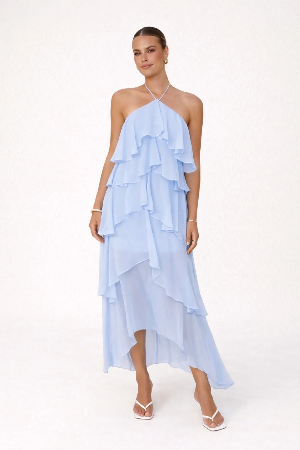 Damen Halterneck Maxikleid | Langes Festkleid f��r Hochzeiten & Besondere Anl?sse | Sommerliches Abendkleid R��ckenfrei