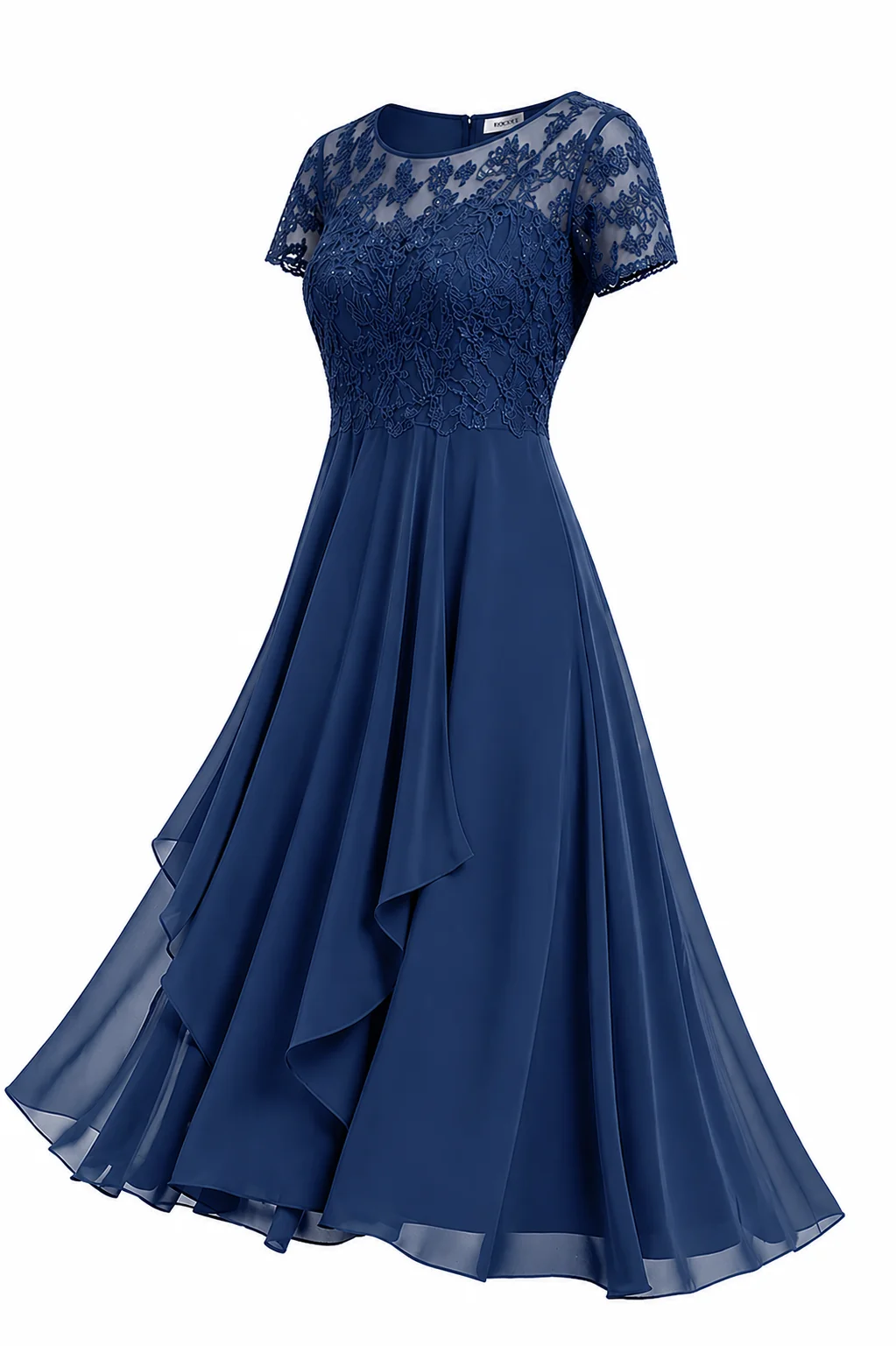 Elegantes Midi-Hochzeitsgastkleid mit Stickerei