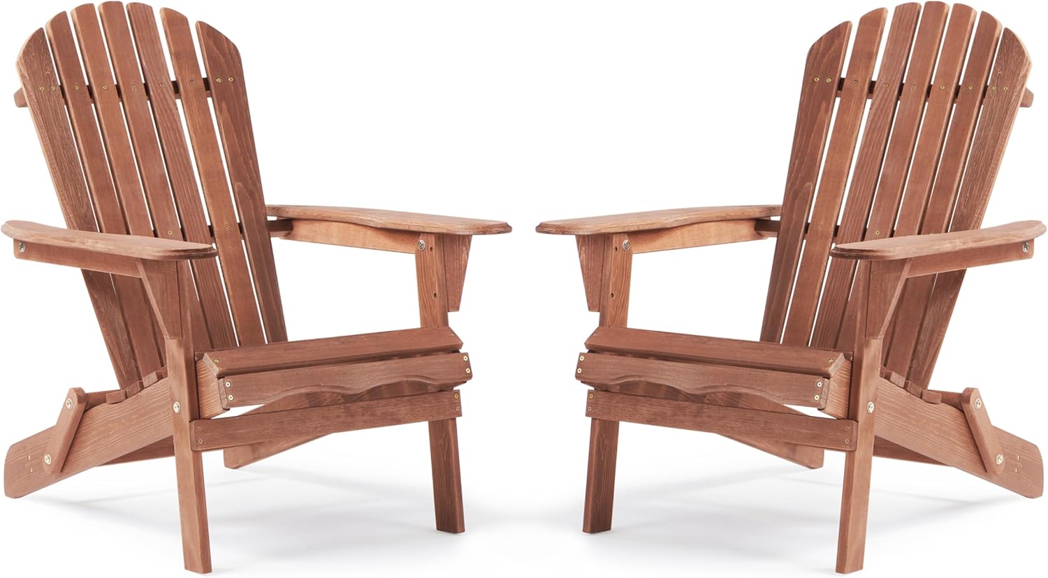 SoliWood Adirondack Stuhl 2er-Set, Gartenstuhl Holz Klappbar & Gartensessel Wetterfest, Outdoor Stuhl mit Rückenlehne und Armlehnen für Veranda, Garten & Pool