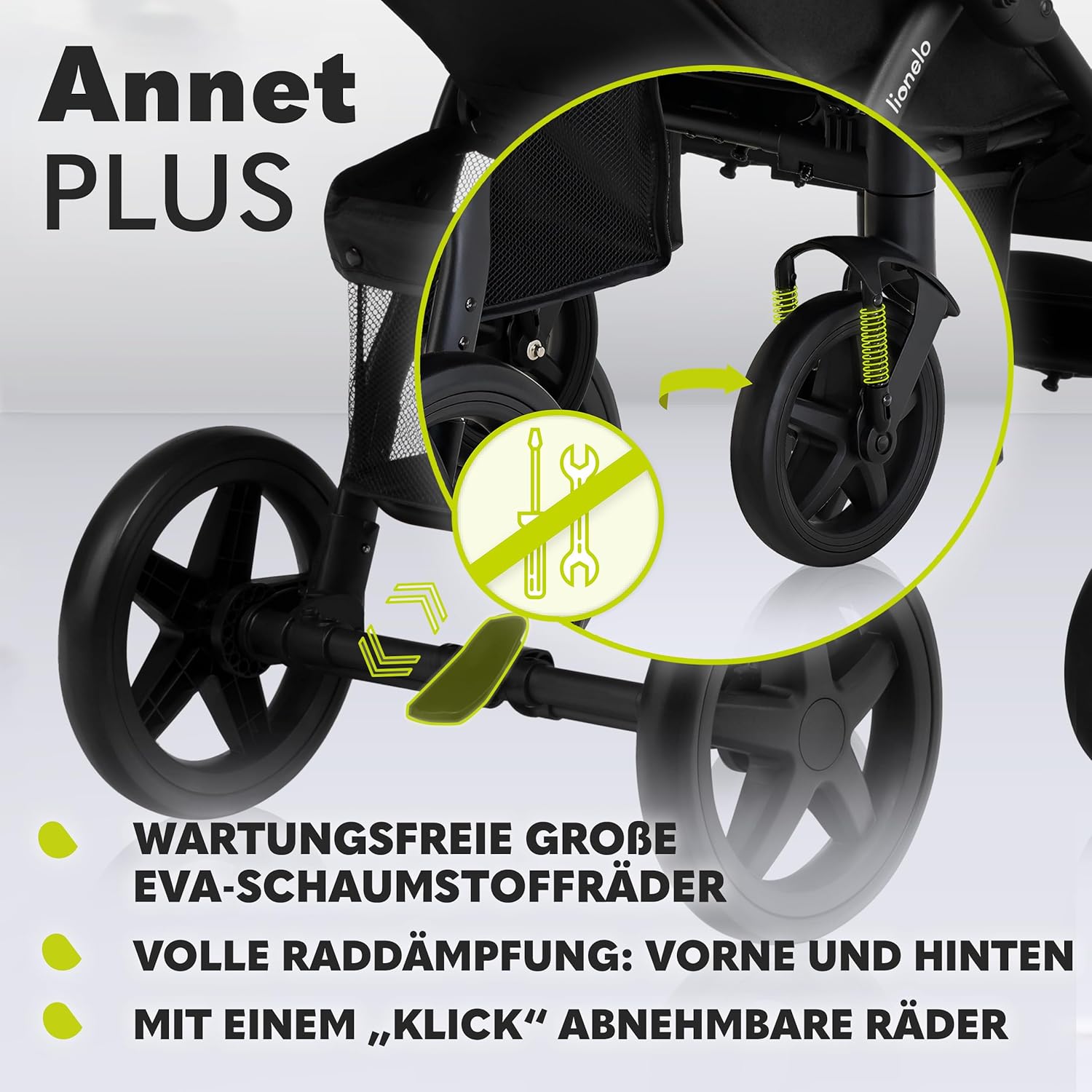 LIONELO Annet Plus Buggy bis 22 kg mit Liegefunktion, Kinderwagen klein zusammenklappbar mit Zubehör, Eva-Schaum-Räder, Moskitonetz, Fußdecke Getränkehalter, Korb
