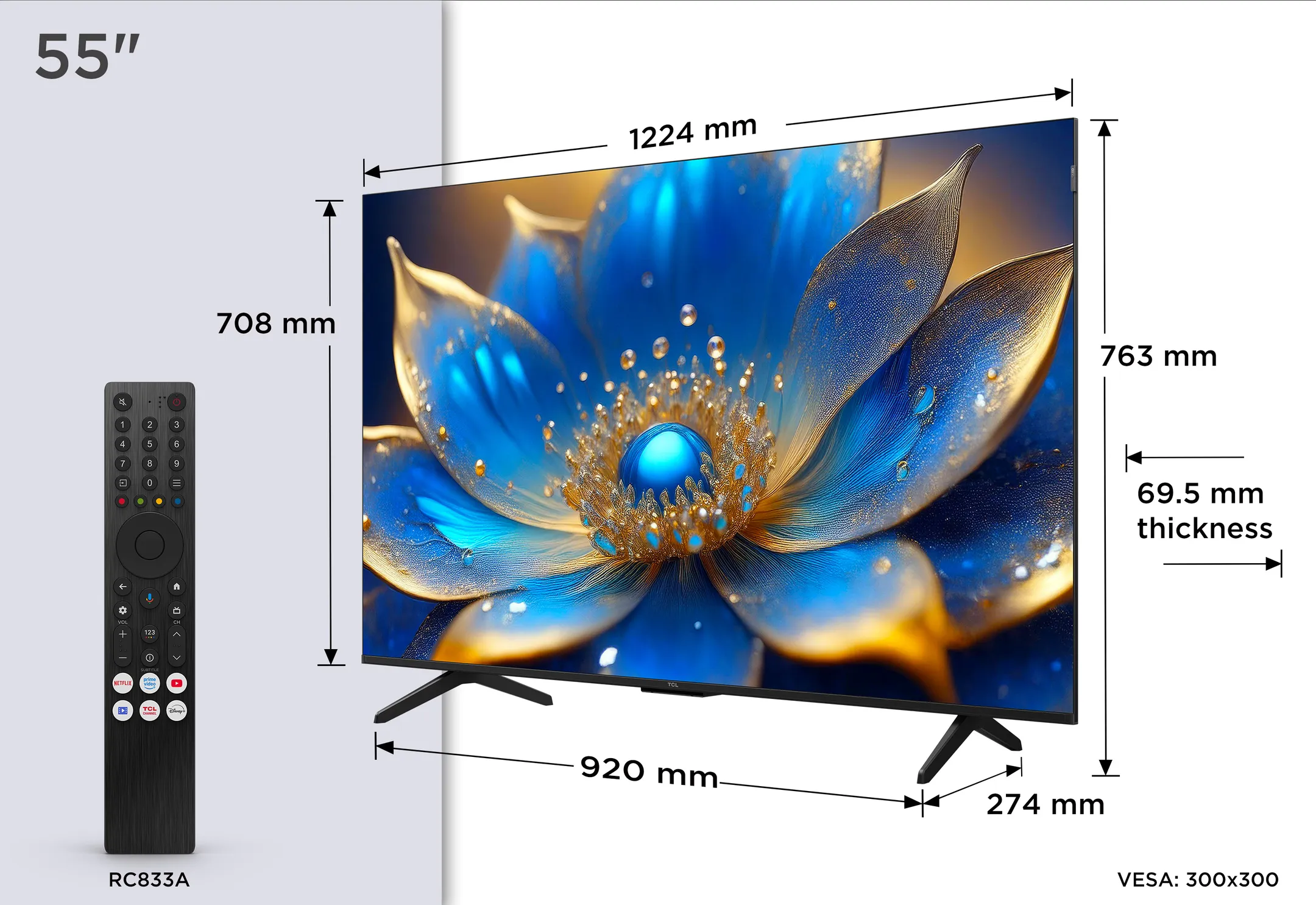 TCL QLED 4K TV 55P79K (2025) - 55 inch