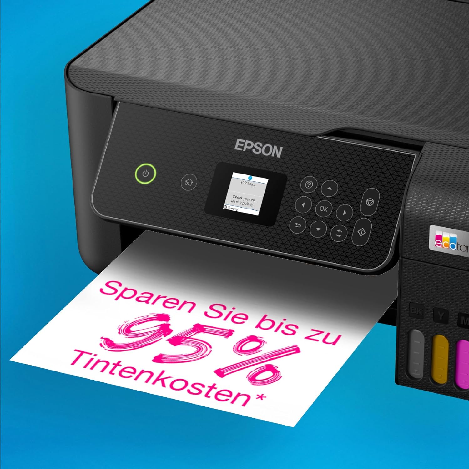 EcoTank ET-2870 Tintentankdrucker für vielbeschäftigte Haushalte WLAN A4 Drucken, Kopieren, Scannen 3.7 cm LCD-Display inkl. Tinte für bis zu 3 Jahre