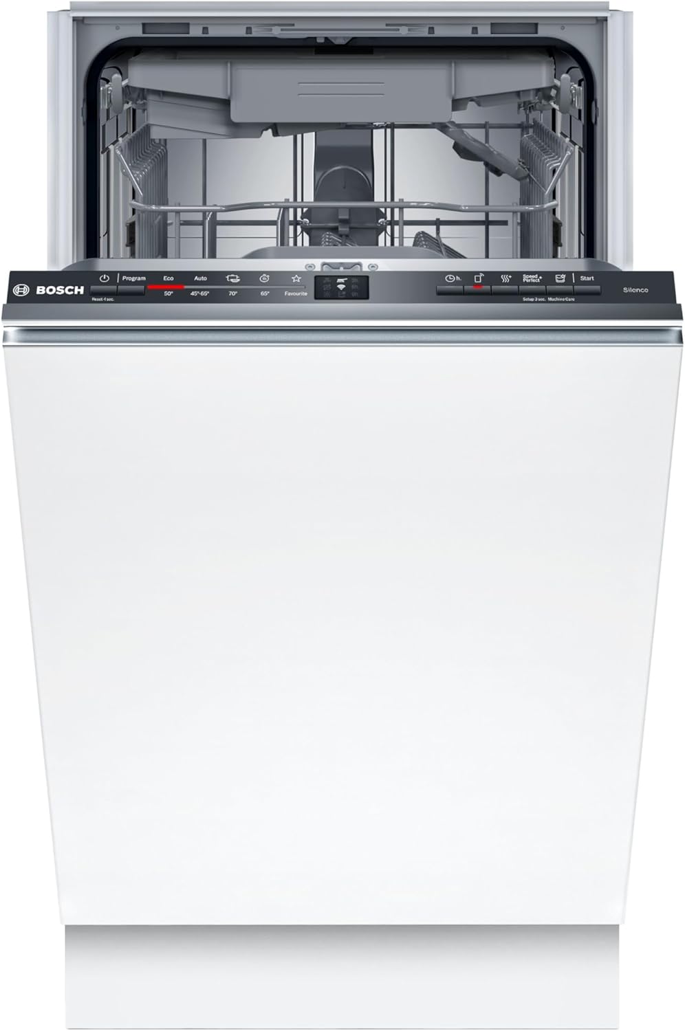 SPV2HMX42E, Serie 2, Smarter Geschirrspüler Vollintegriert, 45 cm breit, Besteckschublade, extra Trocknung auf Knopfdruck, höhenverstellbarer Oberkorb, leiser und effizienter Motor, mit aquaStop