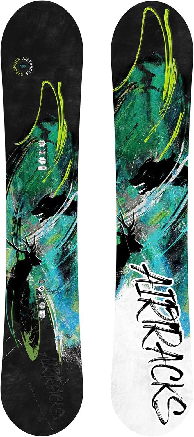 Airtracks Snowboard Set - Stronger Snowboard Wide Flat Zero Rocker + Bindung Master Fastec + Snowboard Bag 156 159 163 165 cm