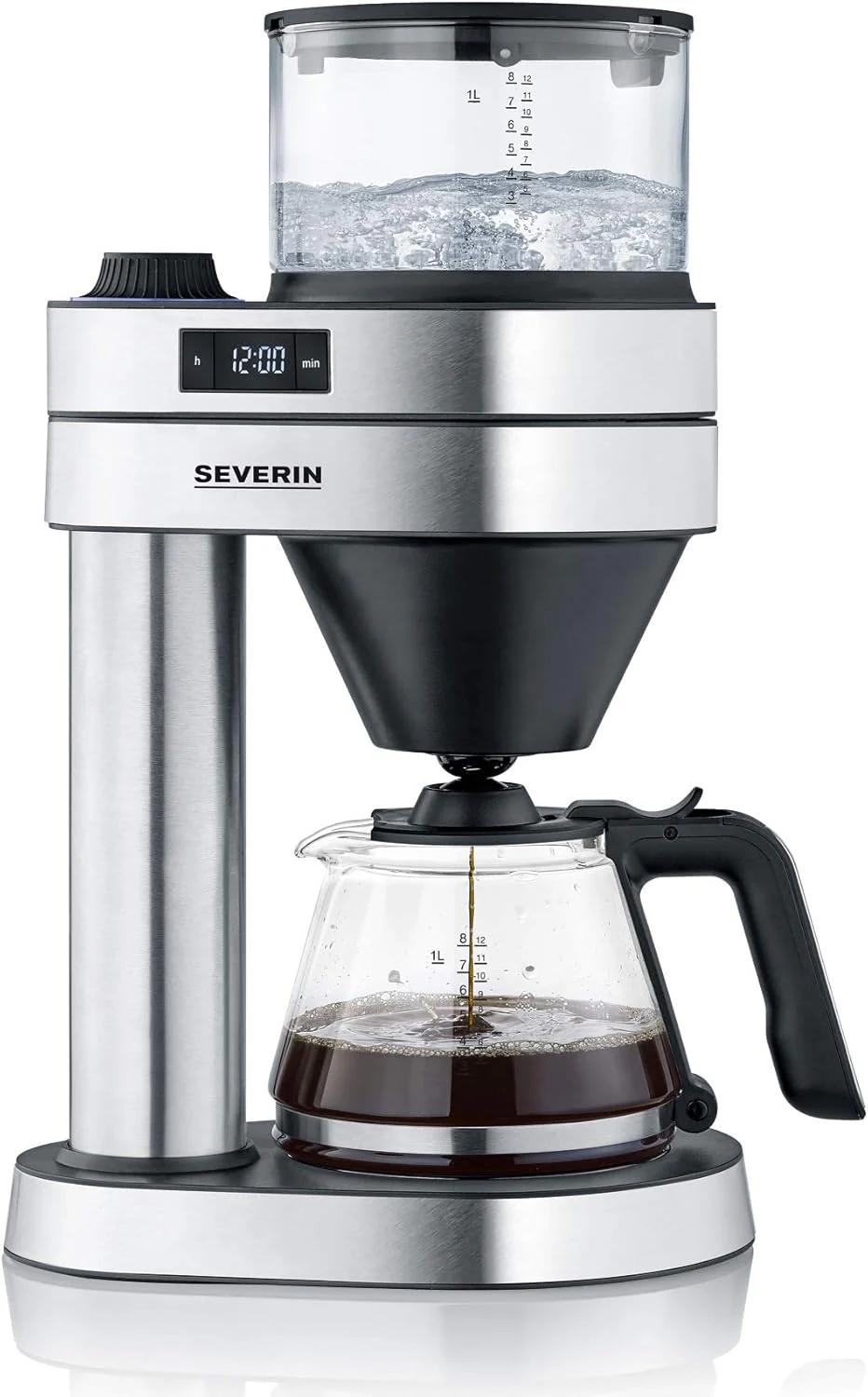 SEVERIN Filterkoffiezetapparaat Caprice, handopgegoten zoals met de cafeti��re voor maximaal 8 kopjes, koffiezetapparaat met timer, geborsteld roestvrij staal/matzwart, KA 5760