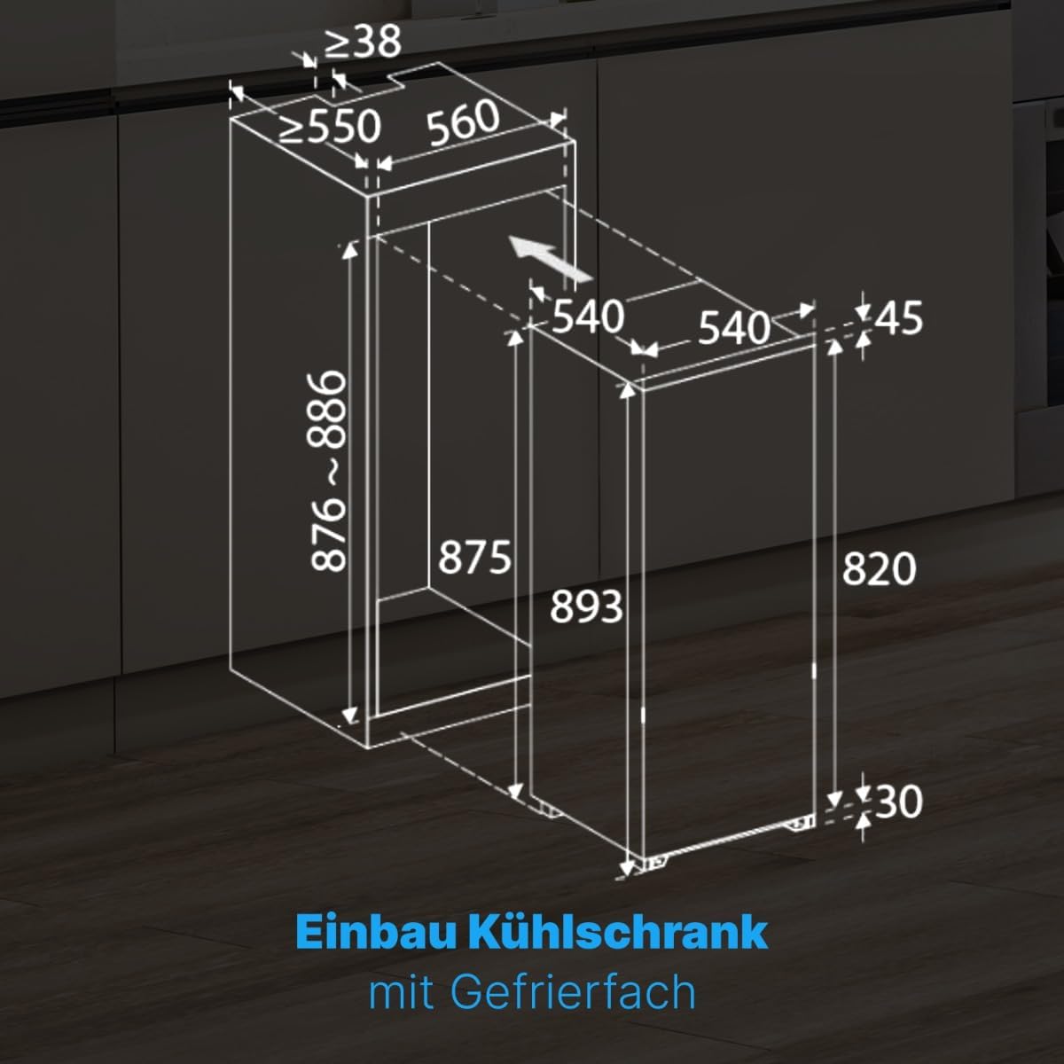 Bomann® Einbaukühlschrank mit Gefrierfach | Kühlschrank Einbau 118L mit 2 Ablagen | Einbaukühlschrank mit Abtauautomatik & Schlepptürausführung | wechselbarer Türanschlag | KSE 7810